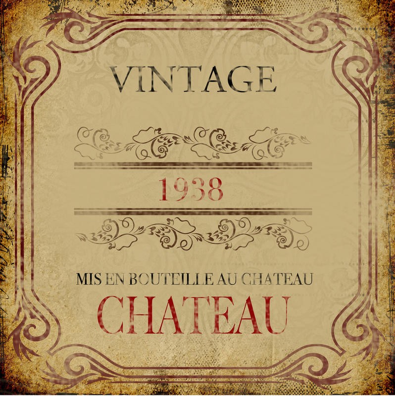 Victoria Brown, WINE LABEL I (Etikett, Weinflasche, Vintage, Nostalgie, Grafik, Esszimmer, Küche, Bar, Gastronomie, Wunschgröße, bunt)