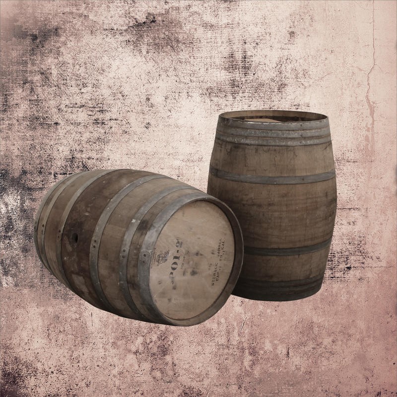Victoria Brown, WINE BARRELS II (Weinfässer, Vintage, Nostalgie, Grafik, Fotokunst, Esszimmer, Küche, Bar, Gastronomie, Wunschgröße, beige/braun)