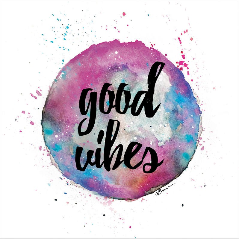Victoria Brown, GOOD VIBES (Inspiration, Motivation, Schwingungen, Kreis, modern, positiv, Treppenhaus, Jugendzimmer, Wohnzimmer, Wunschgröße, Grafik, bunt)