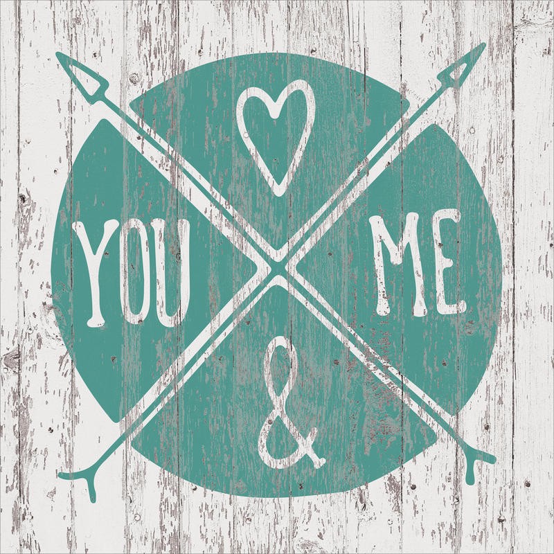 Victoria Brown, TURQUOISE II (Inspiration, Motivation,  Liebe, you and me, Pfeile, positiv, Typografie, Panele, Treppenhaus, Jugendzimmer, Wohnzimmer, Wunschgröße, Grafik, grau/türkis)