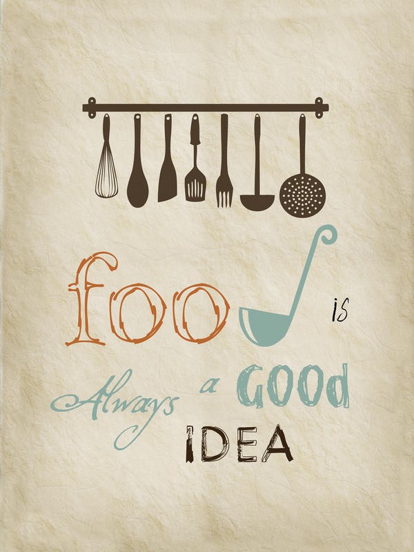 Sheldon Lewis, GOOD FOOD (Schöpflöffel, Küchenutensilien, Kochen, Küche, Gastronomie, Restaurant, Bistro, Wunschgröße, Grafik, blass/bunt)