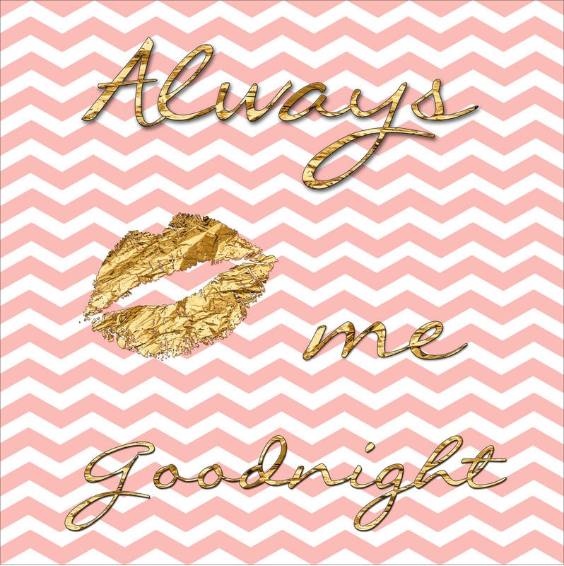 Sheldon Lewis, KISS ME II (Inspiration, Motivation, Liebe, Kussmund, Zickzacklinien, Kalligrafie, Jugendzimmer, Schlafzimmer,  Wunschgröße, Grafik, gold/rosa/weiß)