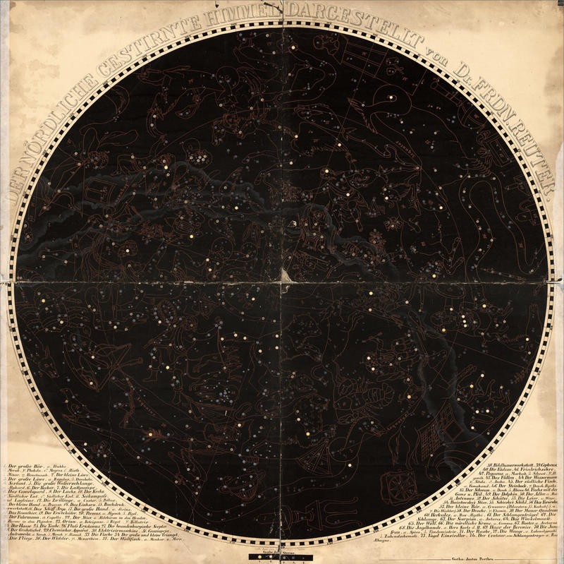 Tina Carlson, CIRCULAR CELESTIAL (Geografische Karte, Sternenhimmel, Tierkeiszeichen, Sternzeichen, Nostalgie, Grafik, Wunschgröße, Wohnzimmer, Treppenhaus, Schlafzimmer, schwarz)