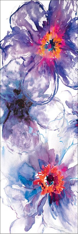 Victoria Brown, INFUSION PANEL I (Blumen, Blüten, Blütenblätter, modern, Treppenhaus, Schlafzimmer, Wohnzimmer, Wunschgröße, Malerei, Aquarell, bunt)