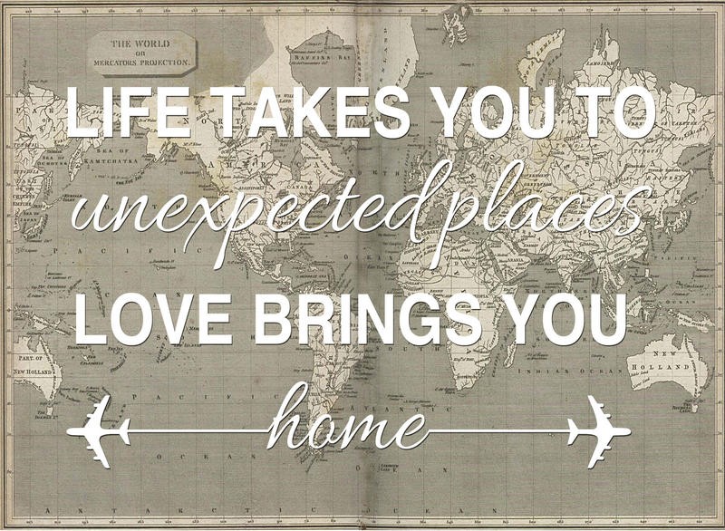 Victoria Brown, MAP HOME II (Lebensphilosophie,  Reisen, Heimat, Leben, Liebe, Weltkarte, Motivation, Inspiration, Kalligrafie,  Wunschgröße, Treppenhaus, Jugendzimmer, grau)