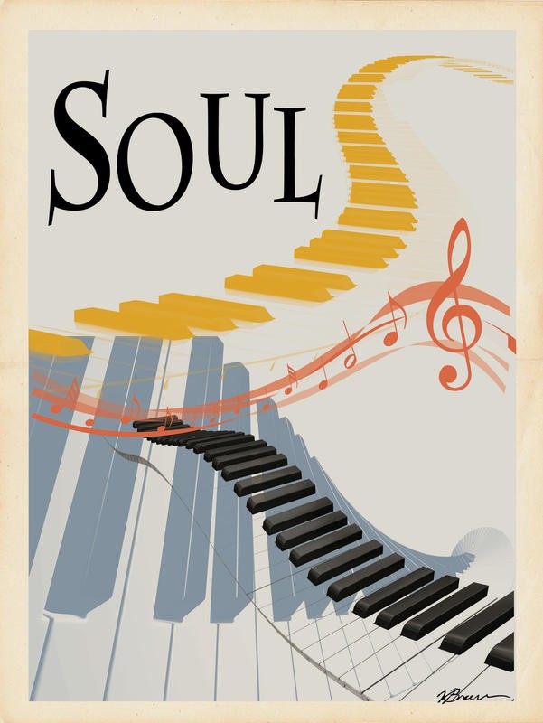 Victoria Brown, SOUL (Soul, Musikinstrumente, abstrahiert, Klaviertasten, Noten, plakativ, Grafik, Wohnzimmer, Musikzimmer, Treppenhaus, Wunschgröße, bunt)