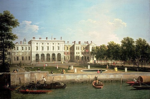Canaletto (Giovanni Antonio Canal), Das Old Somerset House. (Canaletto (Giovanni Antonio Canal),1697-1768,Christie's Images Ltd,Schlösser,England,Canaletto (Giov.Antonio Canal) 1697-1768)