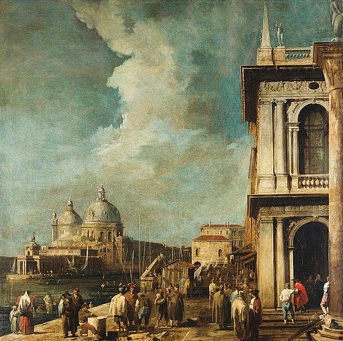 Canaletto (Giovanni Antonio Canal), Blick von der Piazetta in Venedig auf den Canale Grande und Sta. Maria della Salute. (Canaletto (Giovanni Antonio Canal),1697-1768,Christie's Images Ltd,Venedig,Italien,Canaletto (Giov.Antonio Canal) 1697-1768)