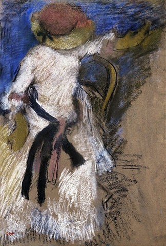 Edgar Degas, Sitzende Dame in weißem Kleid 1888-92 (Degas,Edgar,1834-1917,Christie's Images Ltd,Pastell/Karton, französischer impressionismus,impressionistisch,französisch)