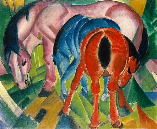 Franz Marc, Stute mit Fohlen. 1912 (20. Jahrhundert,Zürich,Stiftung Sammlung E.G. Bührle,1880-1916,Marc,Franz,Pferde,Marc, Franz 1880-1916,Kubismus,Blauer Reiter,Muttertier,Pferd,Fohlen)