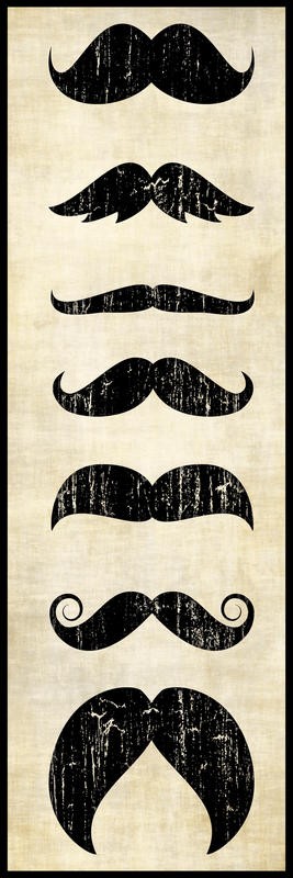 Kristin Emery, MUSTACHE (Bärte, Schnurbärte, Männersache, Grafik, Rasieren, Friseursalon, Badezimmer, Wohnzimmer, Treppenhaus, schwarz/weiß)