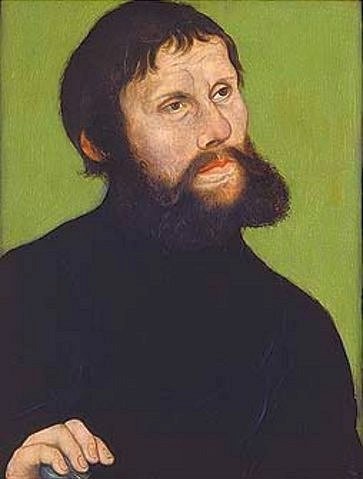 LUCAS CRANACH Der Ältere, Bildnis Martin Luthers als Junker Jörg. (Martin Luther, Religion, Protestantismus, Portrait, Junker, Persönlichkeiten, Klassiker, Renaissance, Wunschgröße, Wohnzimmer)