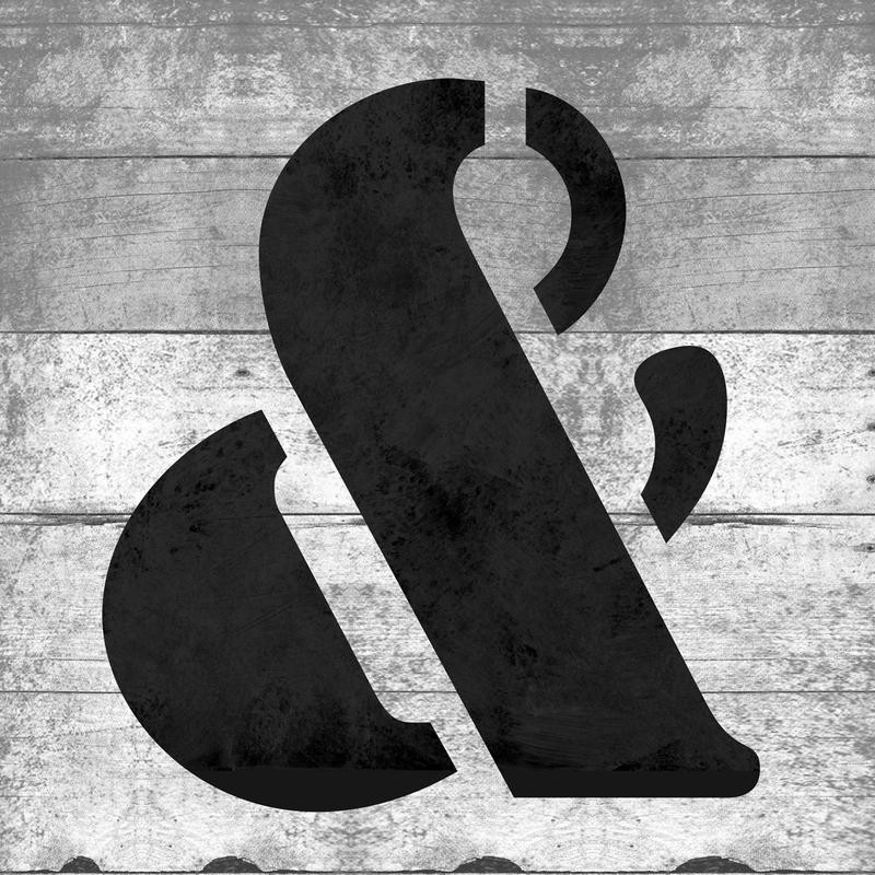 Jace Grey, &AMPERSAND (Schriftzeichen, Und, Holzpanelle, Grafik, Wunschgröße, Grafik, Wohnzimmer, Treppenhaus, Jugendzimmer,schwarz/grau)