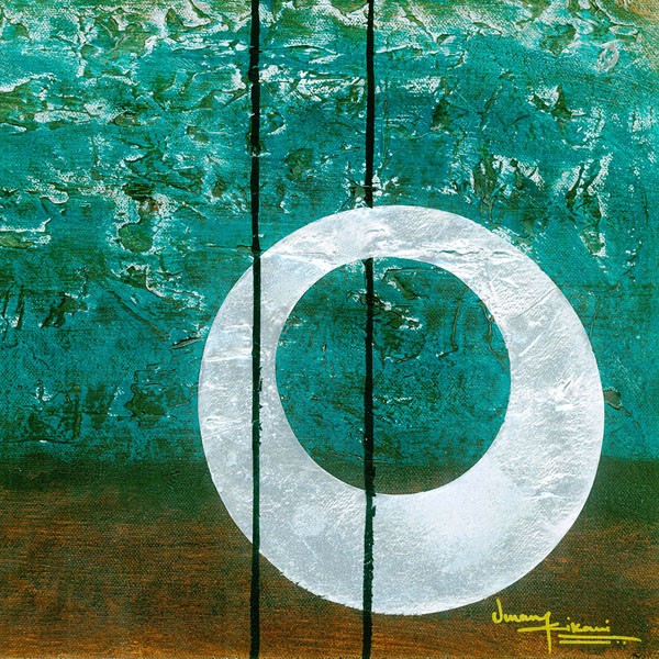 Umang Kikani, AUREOLE I (Abstrakt, Malerei, geometrische Formen, Kreise, Scheibe, Linien, Wohnzimmer, Treppenhaus, Arztpraxis, Wunschgröße, bunt)