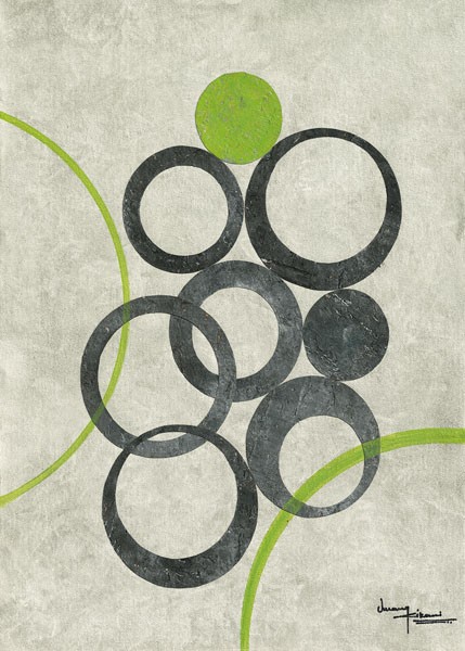Umang Kikani, CIRCLE GRAPHICS II (Abstrakt, Malerei, geometrische Formen, Kreise, Kringel, Linien, Wohnzimmer, Treppenhaus, Arztpraxis, Wunschgröße, bunt)