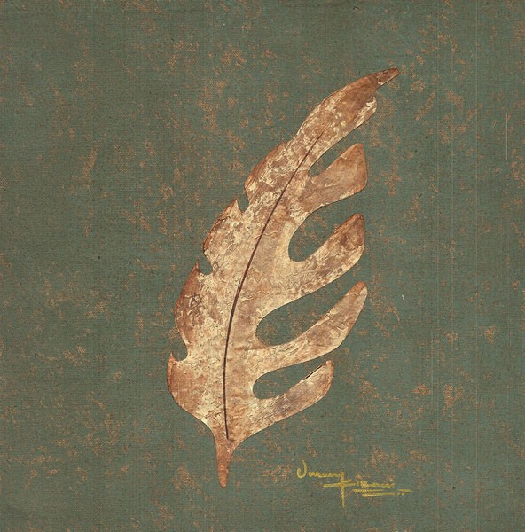Umang Kikani, TREE LEAF II (Blatt, Herbst, modern,  Wohnzimmer, Treppenhaus, Malerei, Wunschgröße, bunt)