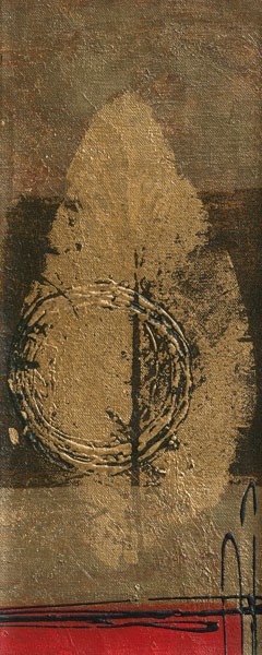 Umang Kikani, GOLDEN LEAF I (Blatt, Struktur, abstrahiert, modern,  Wohnzimmer, Treppenhaus, Malerei, Wunschgröße, bunt)