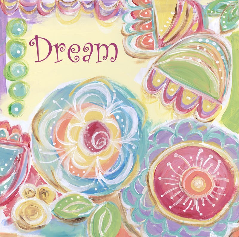 Erin Butson, EB DREAM (Blumen, lachen, fröhlich, Motivation, Grafik, Wohnzimmer, Treppenhaus, Kinderzimmer,  Wunschgröße, bunt)