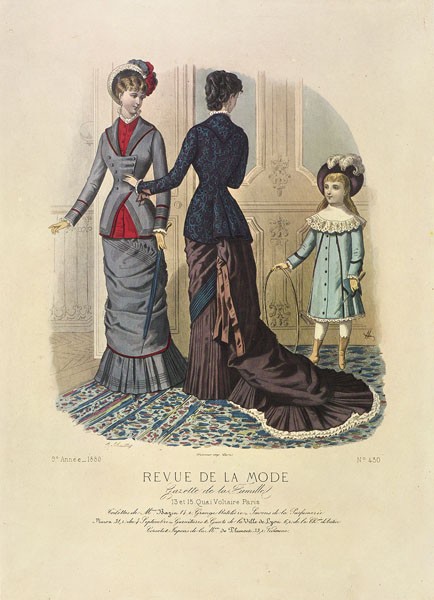 Dubois, REVUE DE LA MODE III (Mode, Damenmode, Bekleidung, Kleider, Eleganz, Extravaganz, 19. Jahrhundert,Paris, Grafik, Wunschgröße, Treppenhaus, Schneiderei, Grafik)