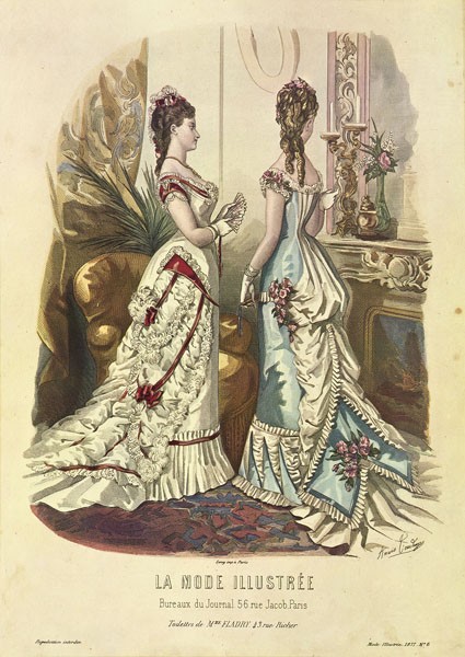 Dubois, LA MODE ILLUSTRÉE III (Mode, Damenmode, Bekleidung, Kleider, Eleganz, Extravaganz, 19. Jahrhundert,Paris, Grafik, Wunschgröße, Treppenhaus, Schneiderei, Grafik)