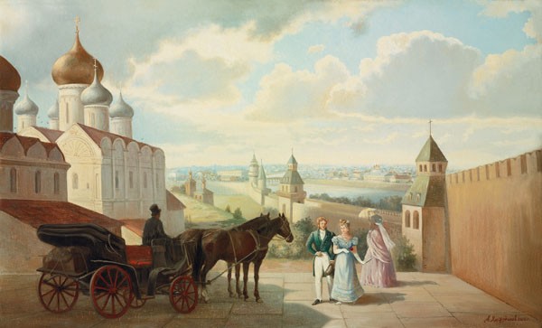 A. Chairudinov, HISTORIC RUSSIA I (Städte, Russland, Kutsche, Pferde, Zwiebeltürmchen, historisch, Architektur, Nostalgie,  Malerei, Wunschgröße, Wohnzimmer, Treppenhaus, bunt)