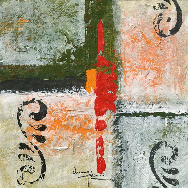Umang Kikani, CAPRICIOUS II (Abstrakt, Farbfelder, Ornamente, modern,  Wohnzimmer, Treppenhaus, Malerei, Wunschgröße, bunt)