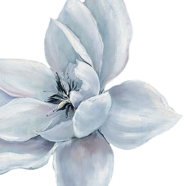 Rian Withaar, BLUE SATIN II (Blume, Blüte, Blütenblätter, modern, zeitgenössisch, Treppenhaus, Wohnzimmer, Wunschgröße, Malerei, bunt)