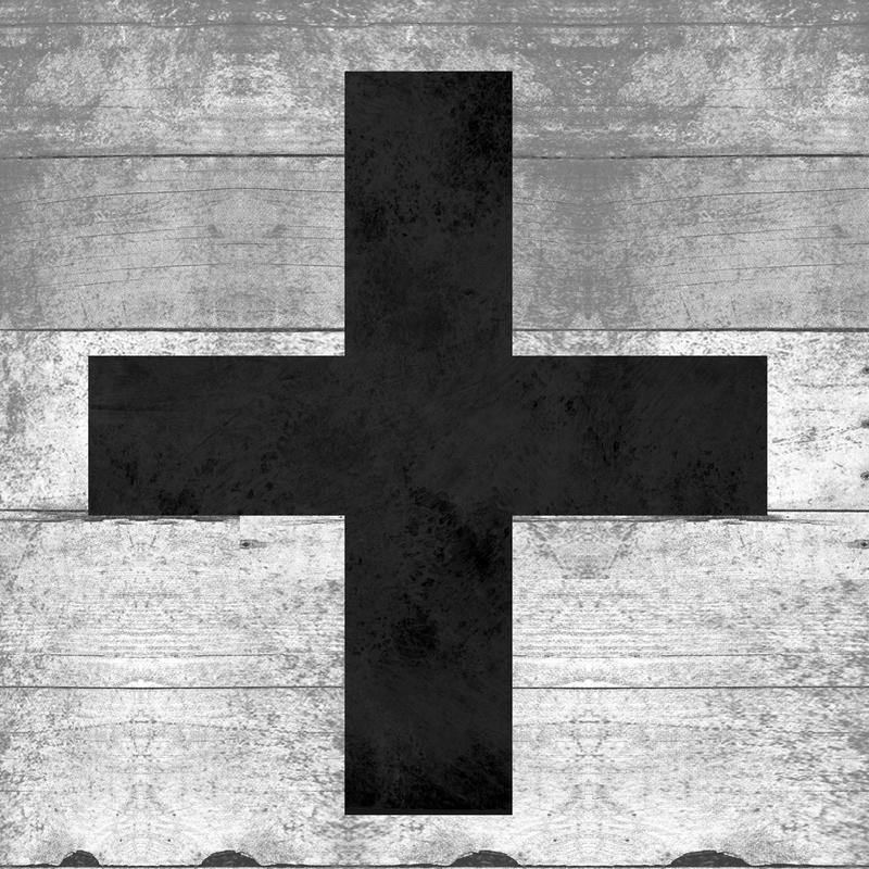 Jace Grey, #NAME? (Kreuz, schwarzes Kreuz, Holzpanelle, Grafik, Wunschgröße, Grafik, Wohnzimmer, Treppenhaus, Jugendzimmer,schwarz/grau)