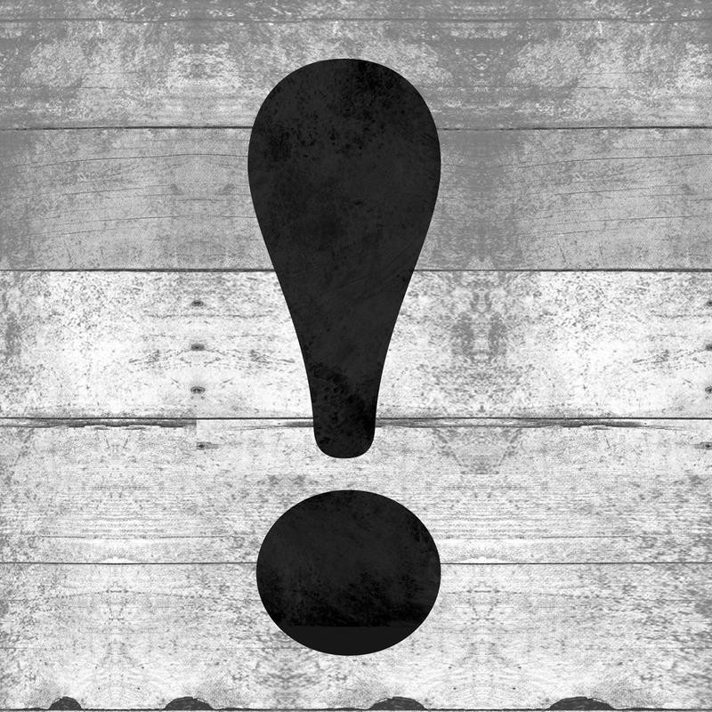 Jace Grey, !EXCLAMATION (Ausdruck, Ausrufezeichen, Satzzeichen, Holzpanelle, Grafik, Wunschgröße, Grafik, Wohnzimmer, Treppenhaus, Jugendzimmer,schwarz/grau)