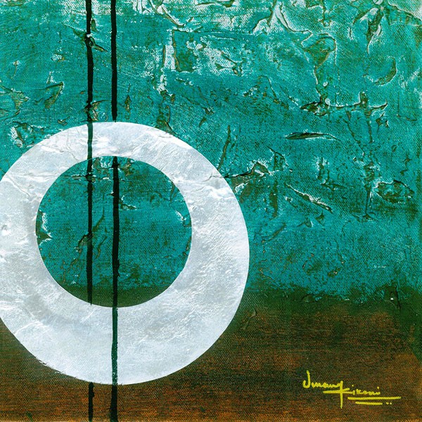 Umang Kikani, AUREOLE II (Abstrakt, Malerei, geometrische Formen, Kreise, Scheibe, Linien, Wohnzimmer, Treppenhaus, Arztpraxis, Wunschgröße, bunt)