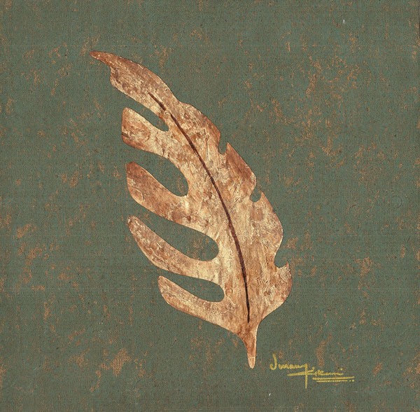 Umang Kikani, TREE LEAF I (Blatt, Herbst, modern,  Wohnzimmer, Treppenhaus, Malerei, Wunschgröße, bunt)