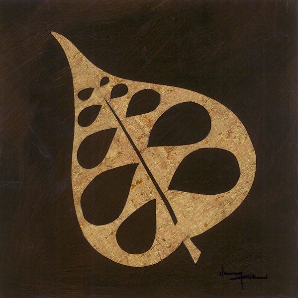 Umang Kikani, EXOTIC LEAF II (Blatt, Herbst, modern,  Wohnzimmer, Treppenhaus, Malerei, Wunschgröße, bunt)