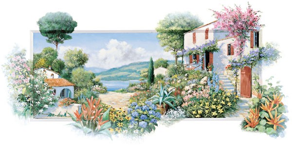 Peter Motz, LAGO DI MAGGIORE II (Landschaft, Garten, Idylle, mediterran, Sommer, Blumen, Villa, Wunschgröße, Wohnzimmer, Treppenhaus)