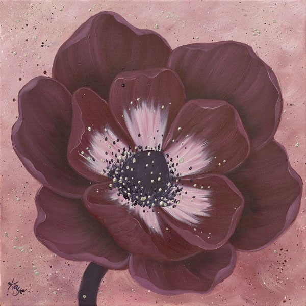 Kaye Lake, MOHAGONY ANEMONE III (Blumen, Blüten, Anemonen, samtig, Botanik, Treppenhaus, Wohnzimmer, Malerei, Wunschgröße, weinrot)