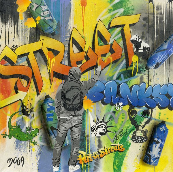 Möga, STREET GRAFFITY (Graffity, Sprayer, Pop, Comic, explosiv, modern, grell, Wild, Spraydose, Typographie, Wandmalerei, Wunschgröße, Jugendzimmer, bunt)