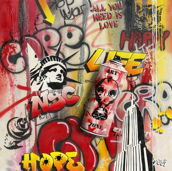 Möga, ART ZONE GRAFFITY (Graffity, Sprayer, Pop, Comic, explosiv, modern, grell, Wild, Spraydose, Typographie, Wandmalerei, Wunschgröße, Jugendzimmer, bunt)