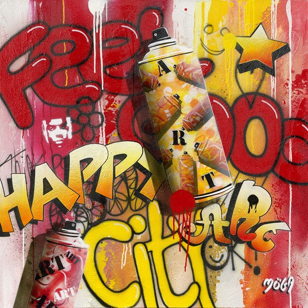 Möga, FEEL GOOD GRAFFITY (Graffity, Sprayer, Pop, Comic, explosiv, modern, grell, Wild, Spraydose, Typographie, Wandmalerei, Wunschgröße, Jugendzimmer, bunt)