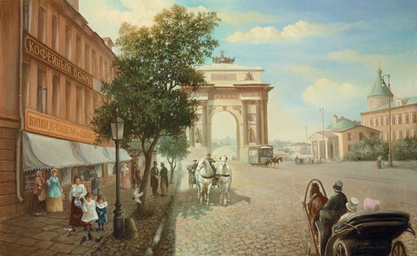 A. Chairudinov, HISTORIC RUSSIA II (Städte, Russland, Kutsche, Pferde, Triumphbogen historisch, Architektur, Nostalgie,  Malerei, Wunschgröße, Wohnzimmer, Treppenhaus, bunt)