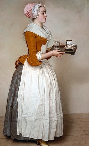 Jean-Étienne Liotard, Das Schokoladenmädchen. Um 1744/45 (Schokoladenmädchen, Frau, Hausmädchen, Hausangestellte, Küche, Klassizismus, Druck, Klassiker, Esszimmer, Wohnzimmer, Wunschgröße, bunt)