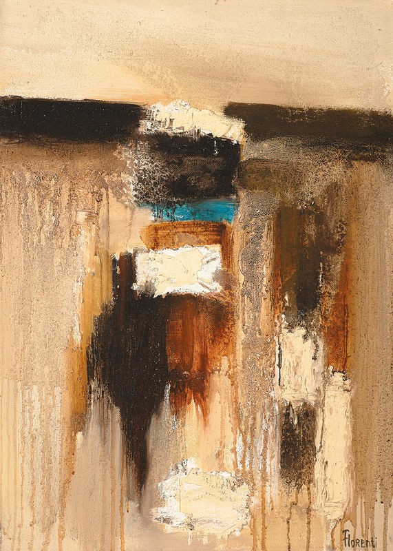 Florenti, Composition in beige I (Abstrakt, Malerei, Farbflächen, pastos, Wunschgröße, zeitgenössisch, modern, Büro, Business, Wohnzimmer, Wunschgröße, beige/braun)