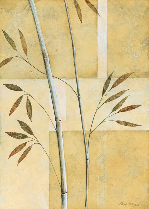 Valerie Prosnov, Bamboo II (Bambus, Zweige, geometrische Muster, Rechtecke, Farbfelder, modern, asiatisch, Treppenhaus, Wohnzimmer, Wunschgröße, beige)