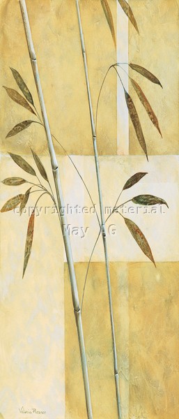 Valerie Prosnov, Bamboo III (Bambus, Zweige, geometrische Muster, Rechtecke, Farbfelder, modern, asiatisch, Treppenhaus, Wohnzimmer, Wunschgröße, beige)