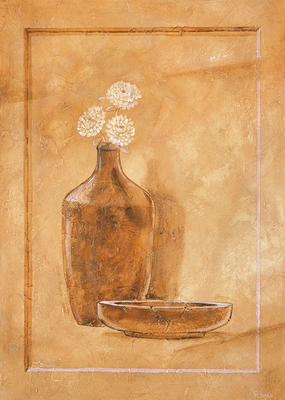 Renee, Royal brown II (Vase, Schale, Blüten, Terracotta, mediterran, Stillleben, modern, Treppenhaus, Esszimmer, Küche, Wunschgröße)