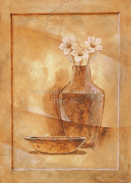 Renee, Royal brown V (Vase, Schale, Blüten, Terracotta, mediterran, Stillleben, modern, Treppenhaus, Esszimmer, Küche, Wunschgröße)