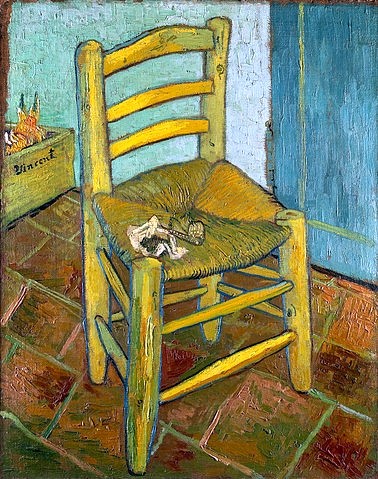 Vincent van Gogh, Van Gogh's Stuhl in Arles mit Pfeife. 1888/89. (London,National Gallery,Gogh,Vincent van,1853-1890,Öl auf Leinwand,Gogh, Vincent van Gogh,19. Jahrhundert,Möbel,Stuhl,Rauchen,Pfeige,Tabak,Fliesen,Fliesenboden,Einfachheit)