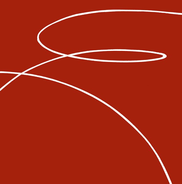 Takashi Sakai, MEDITATION II (Abstrakt, modern, Linien, schwungvoll, dynamisch,  filigran, Grafik, Wohnzimmer, Treppenhaus, Büro, Wunschgröße, rot/weiß)