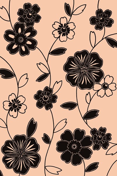Design Show, ACCORD I (Retro, Vintage, Grafik, Blumen, Blüten, Tapetenmuster, dekorativ, Sechziger Jahre, Wunschgröße, Wohnzimmer, Treppenhaus, beige/schwarz)