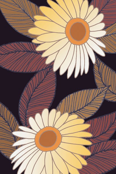 Verbeek & Van den Broek, GOLDEN BLOOMS II (Blumen, Blüten, Blätter, Pop Art, Flower power, modern, Grafik, Wunschgröße, Wohnzimmer, Treppenhaus)