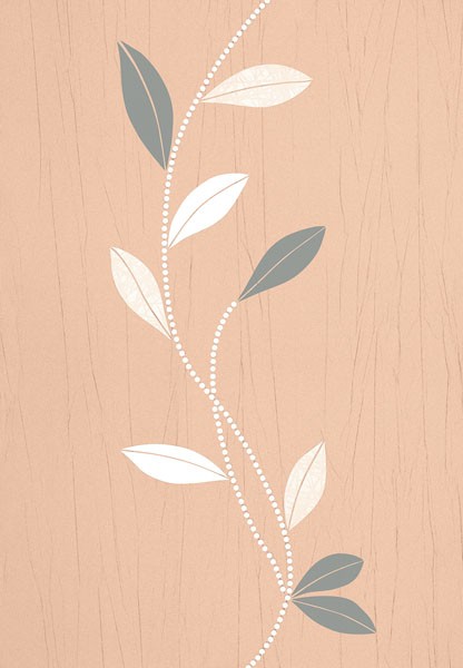 Design Show, SILVER SPLENDOR II (Blätter, Zweig, Pflanzen, stilisiert, Struktur, Grafik, dekorativ, Wunschgröße, Wohnzimmer, Treppenhaus, beige/grau)