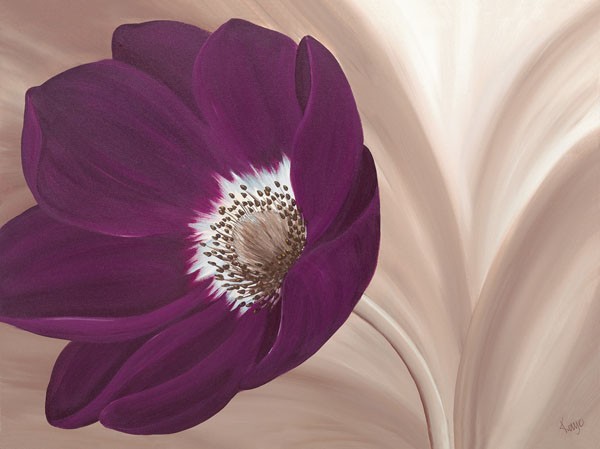 Kaye Lake, VELVET ANEMONE (Blume, Blüte, Anemone,  Wohnzimmer, Treppenhaus, Schlafzimmer, Malerei, Zeitgenössisch, Wunschgröße, violett)